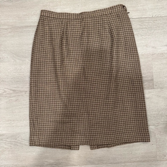 Rena Rowan Dresses & Skirts - Rena Rowan For Seville Vintage Pencil Skirt Brown Plaid Size 8 Wool Rayon Blend